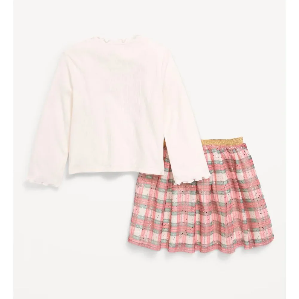 Old Navy Girls Holly Jolly Holiday Long-Sleeve T-Shirt and Tutu Skirt Set
